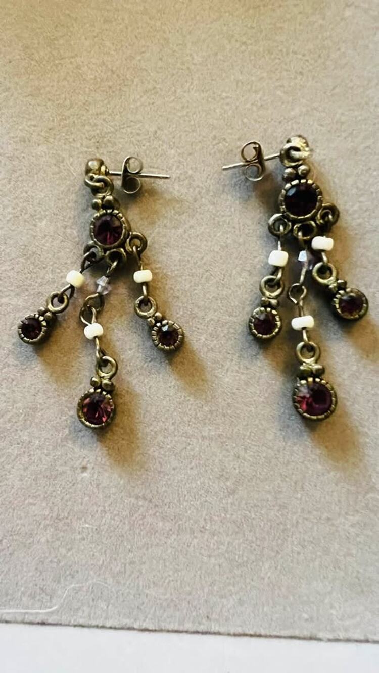 Vintage-Style Purple Rhinestone Chandelier Earrings